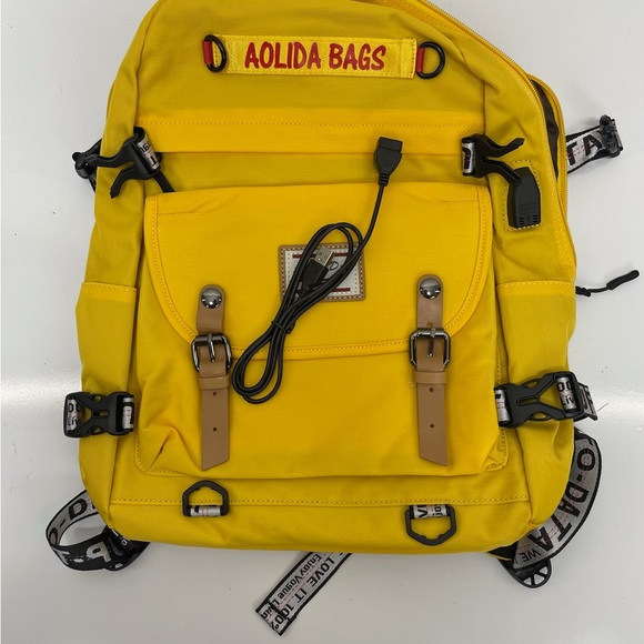 Aolida Bag Women’s Backpack Fashions Waterproof Rucksack School Laptop Usb Yelow - Picture 9 of 14